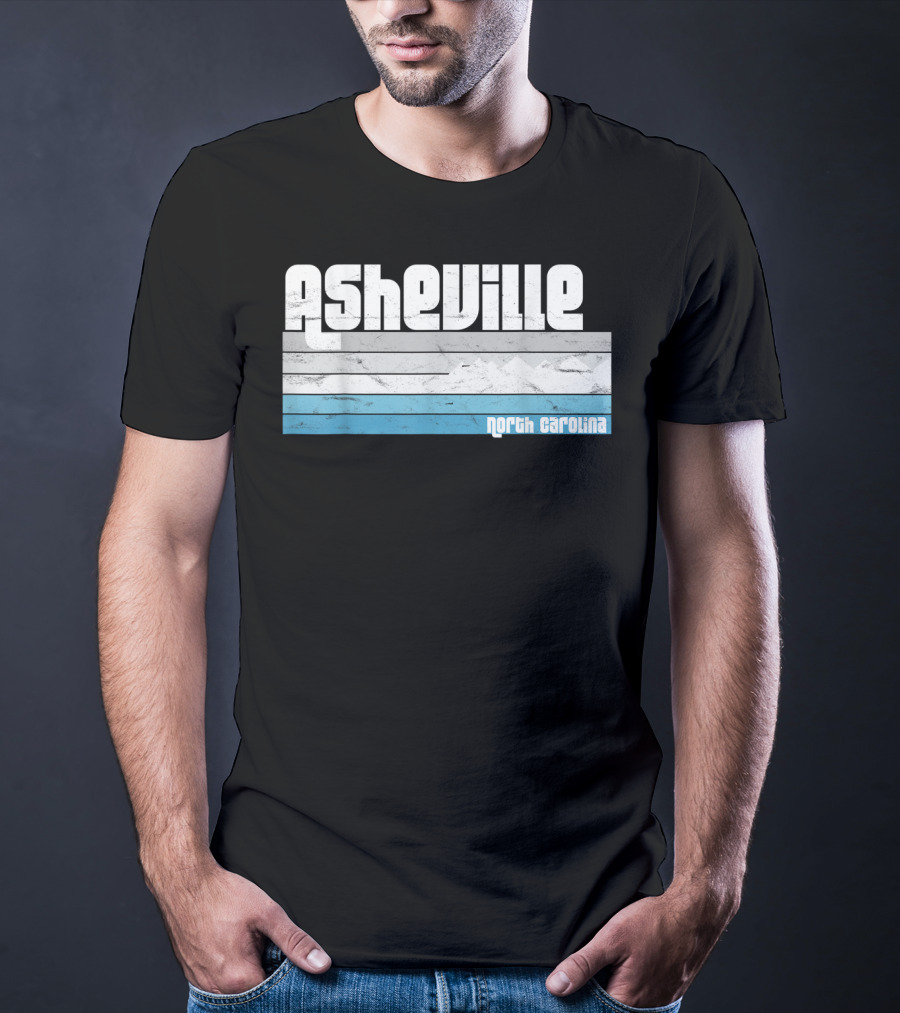 Asheville North Carolina Blue Ridge Mountains Retro Stripes T-Shirt