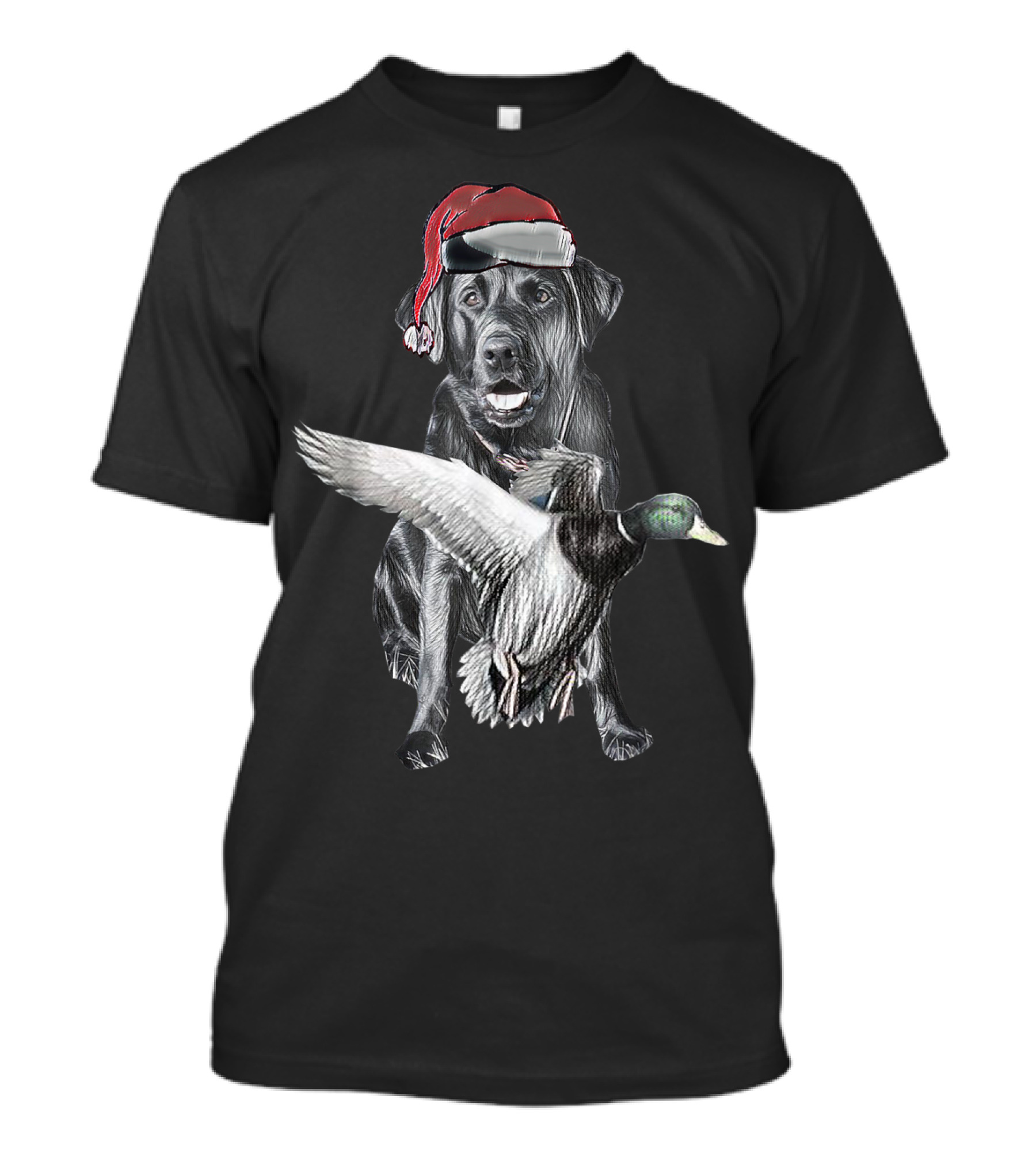 At's Miya Christmas Dog With Santa Hat And Flying Duck T-Shirt