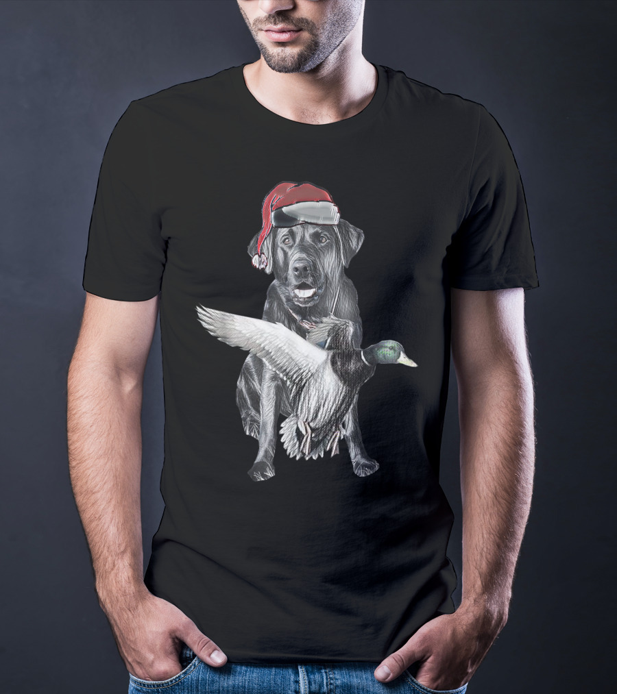 At's Miya Christmas Dog With Santa Hat And Flying Duck T-Shirt