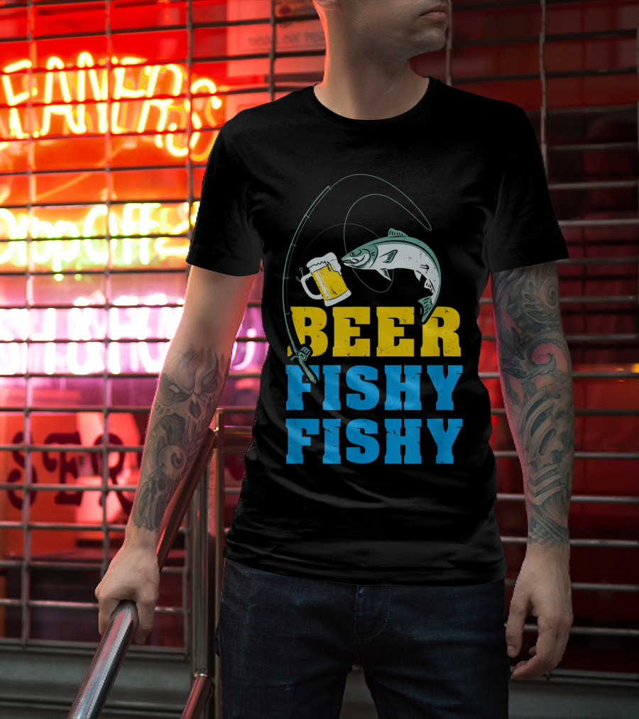 Beer Fishy Fishy Funny Drinking And Fishing Rod Fish Beer Mug T-Shirt