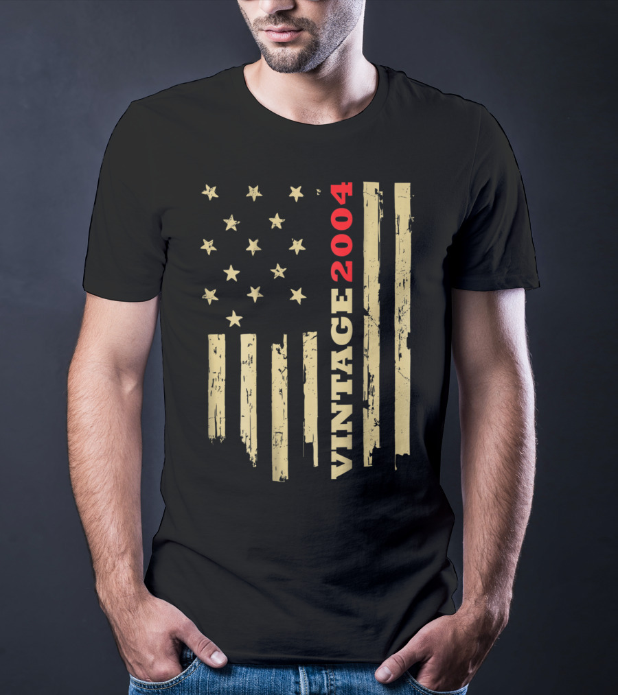 Vintage 2004 American Flag Birthday Gift T-Shirt