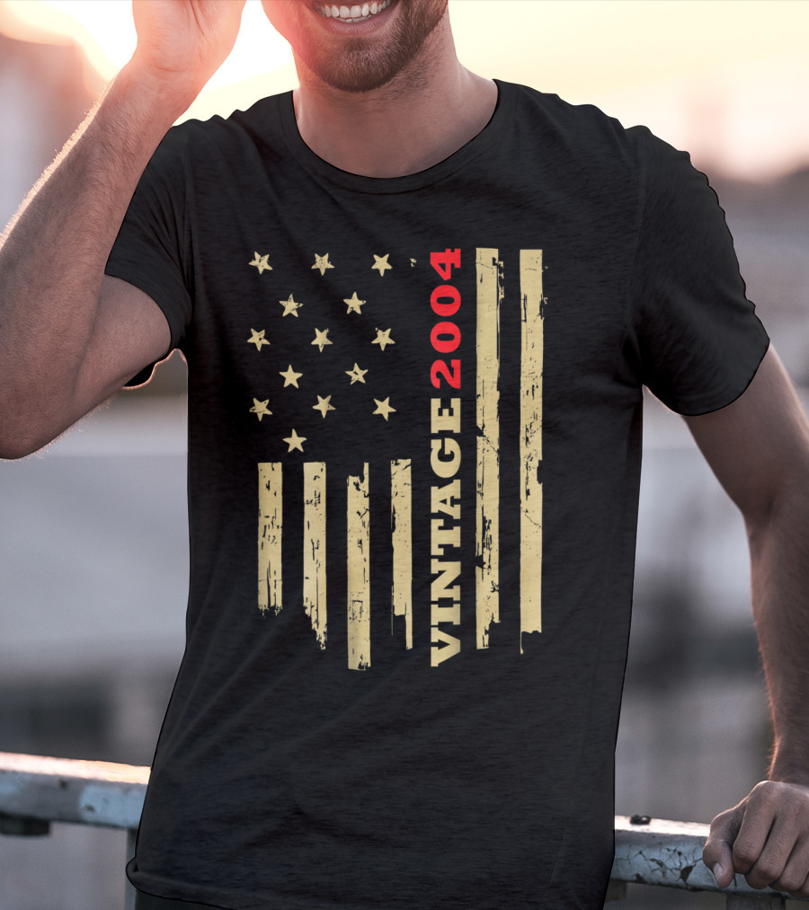 Vintage 2004 American Flag Birthday Gift T-Shirt
