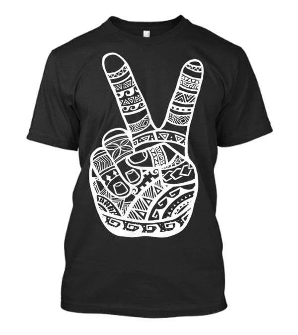 Boho Tiki Tattoo Polynesian Peace Sign Hand T-Shirt
