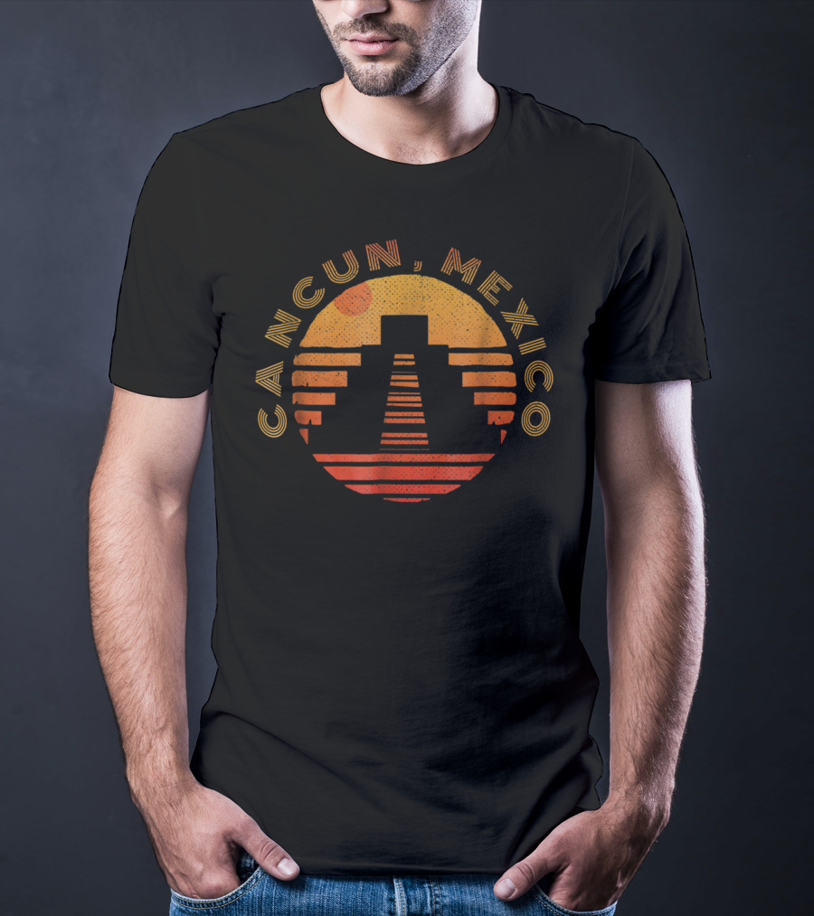 Cancun Mexico Mayan Temple Sunset Souvenir T-Shirt