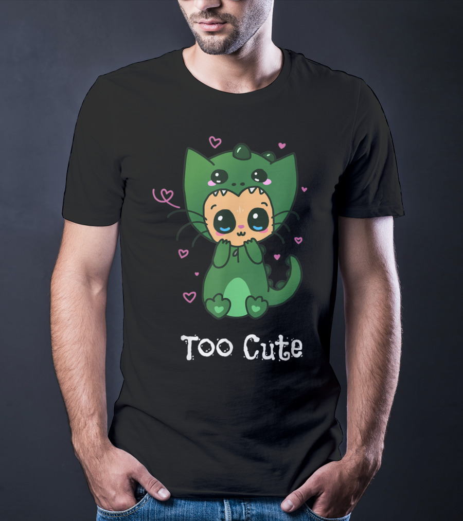 Too Cute Anime Chibi Kitten Dinosaur T-Shirt