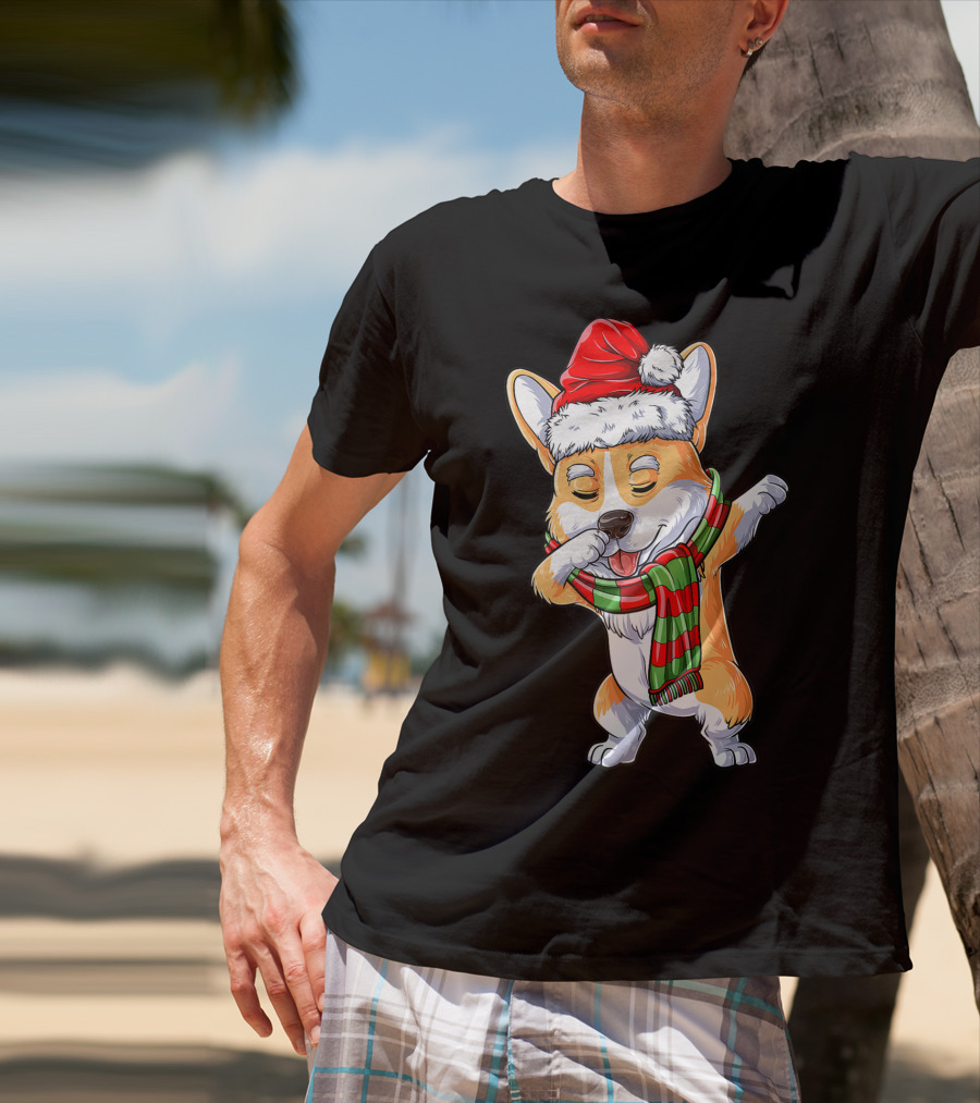Corgi Santa Dabbing Christmas Girls Scarf T-Shirt
