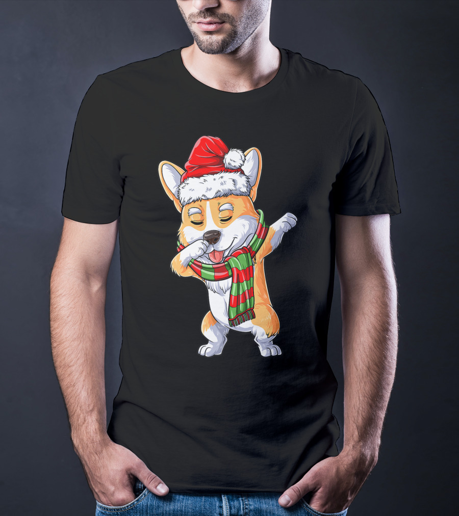 Corgi Santa Dabbing Christmas Girls Scarf T-Shirt