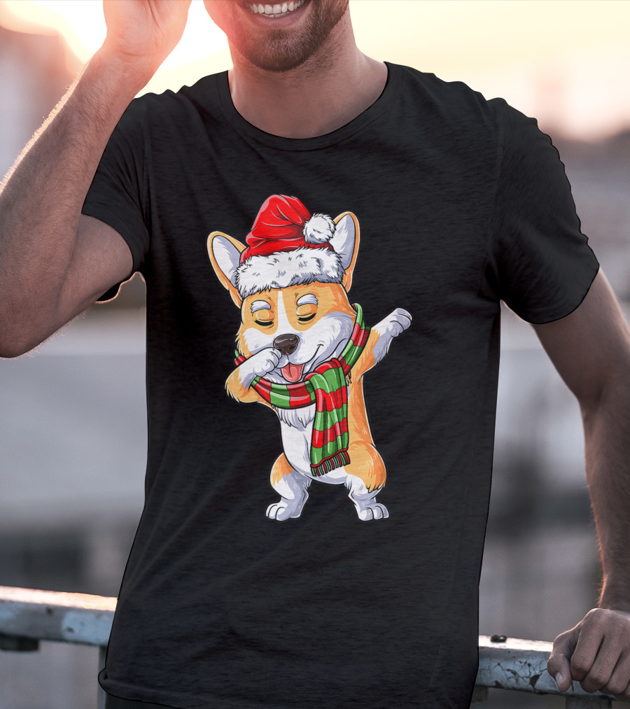 Corgi Santa Dabbing Christmas Girls Scarf T-Shirt