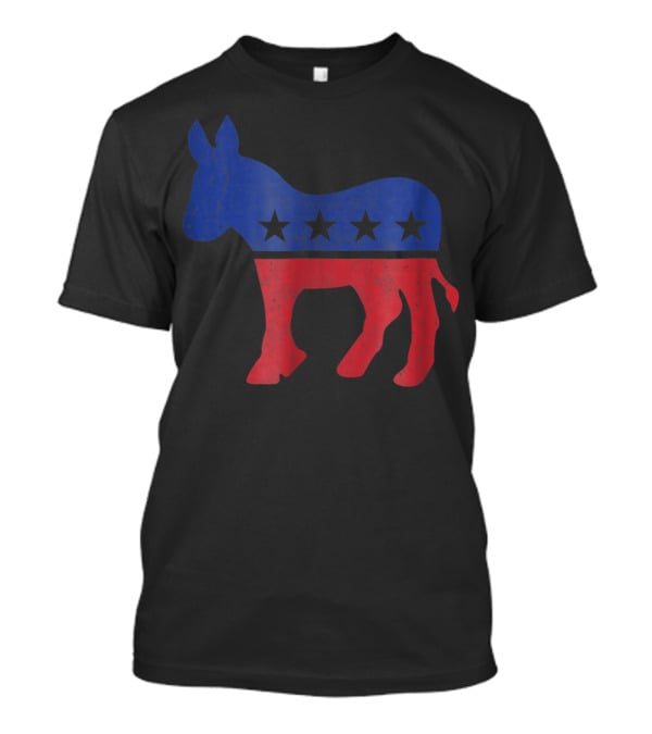 Democrat Donkey Vintage Look Democratic Supporter Iconic Red Blue Star T-Shirt