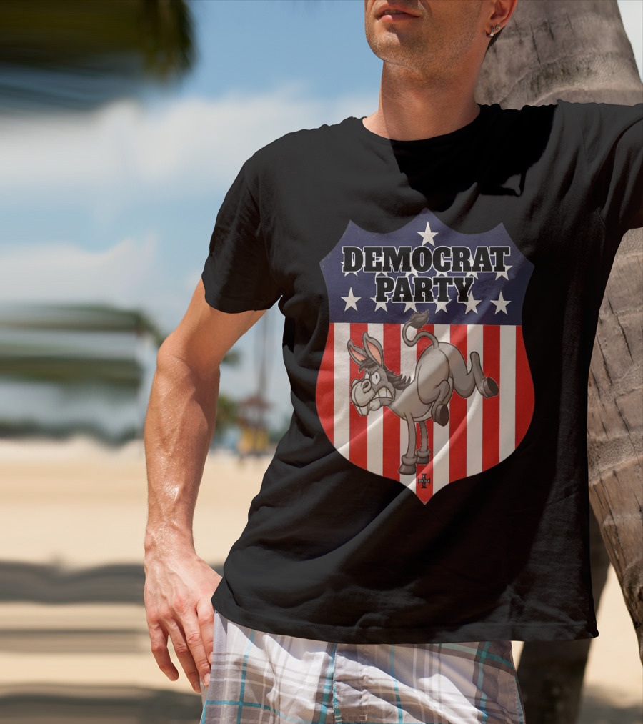 Democrat Party Shield Stars And Stripes Donkey T-Shirt