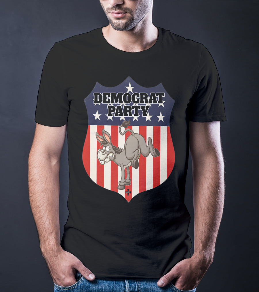 Democrat Party Shield Stars And Stripes Donkey T-Shirt