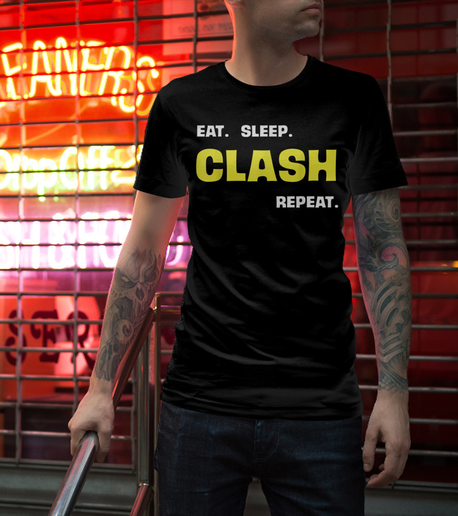 Eat Sleep Clash Repeat Retro Gaming Motif T-Shirt