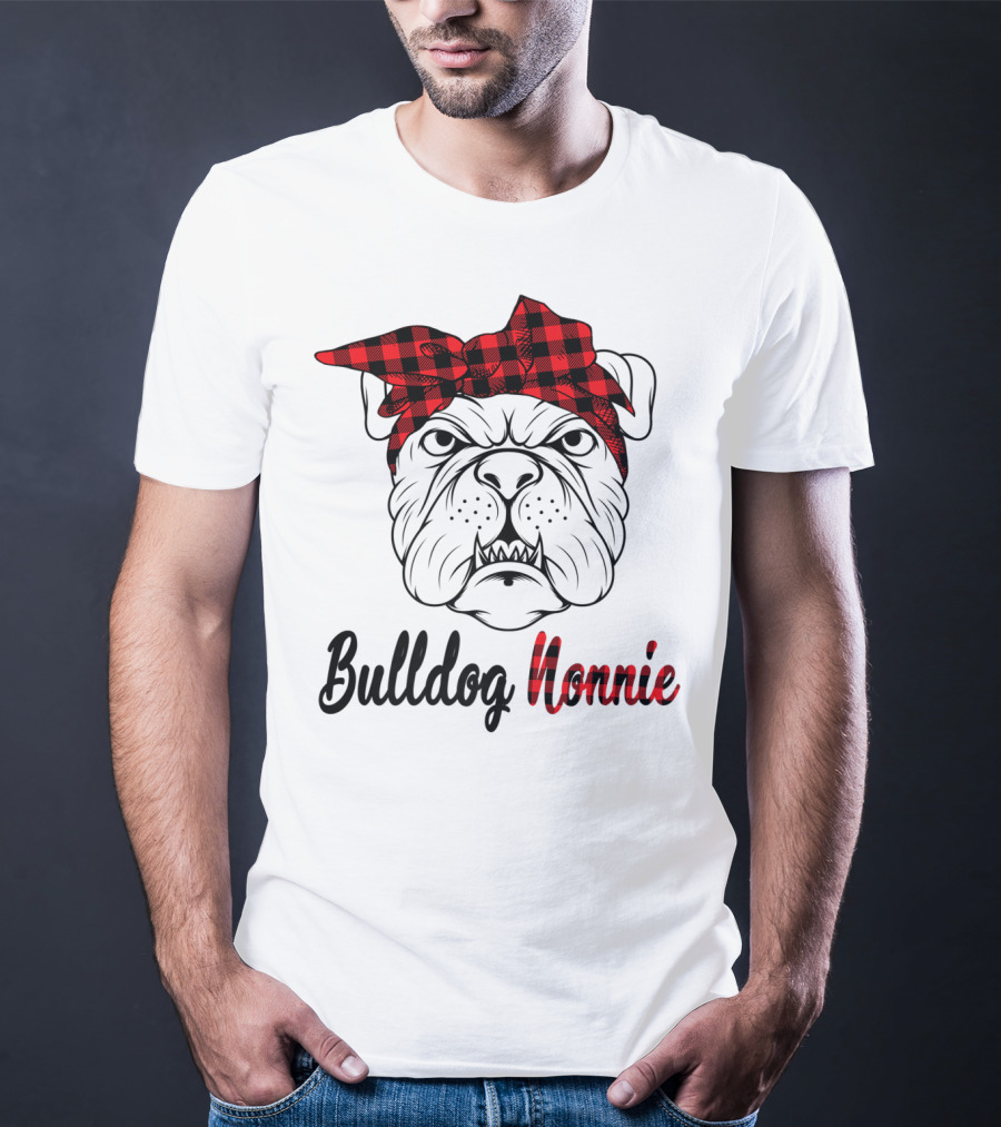 Bulldog Nonnie Plaid Red Bandana Costume T-Shirt