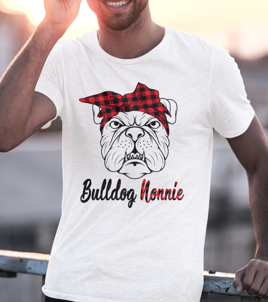 Bulldog Nonnie Plaid Red Bandana Costume T-Shirt