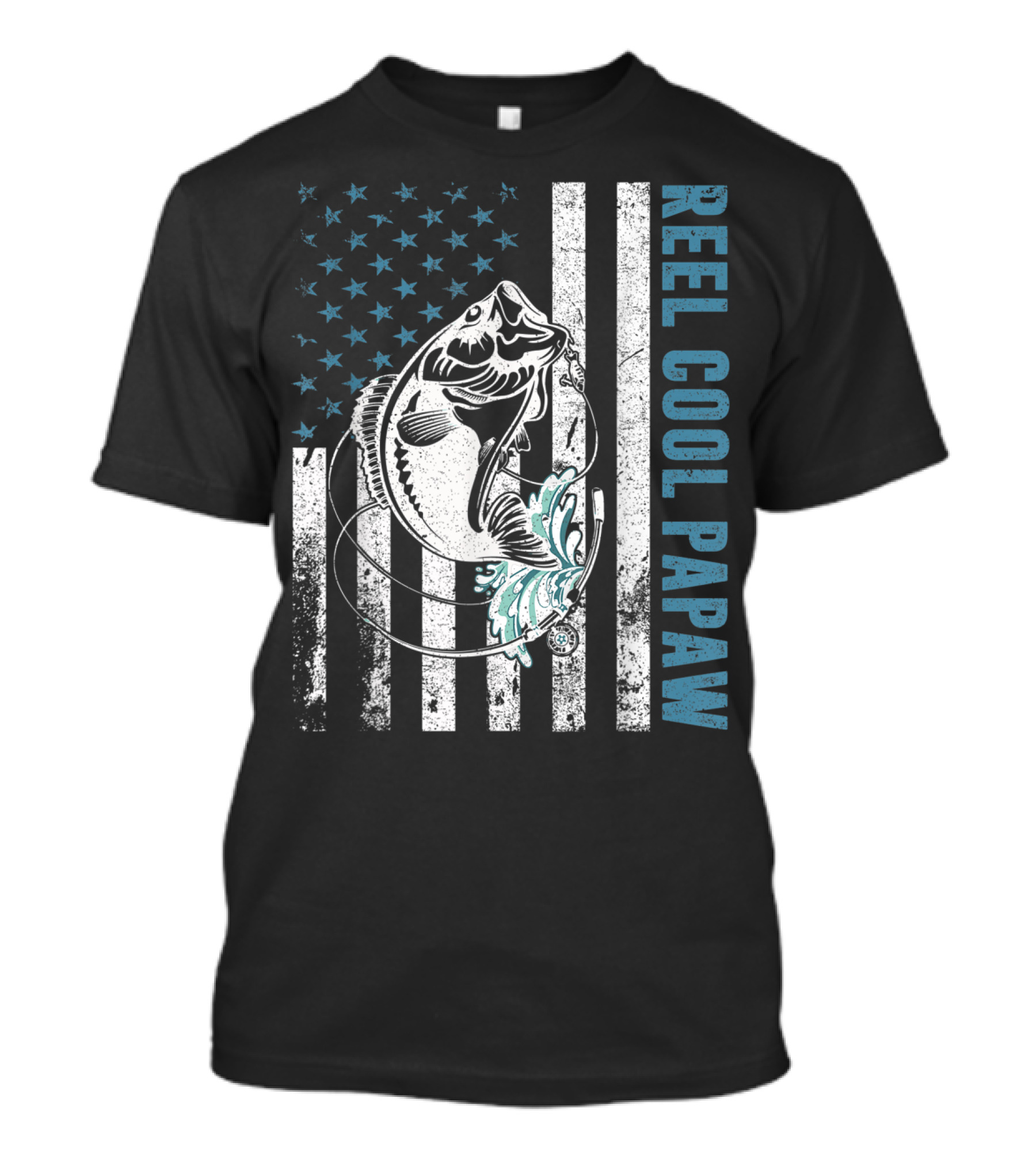 Reel Cool Papaw American Fishing Lovers Patriotic Vintage Bass T-Shirt