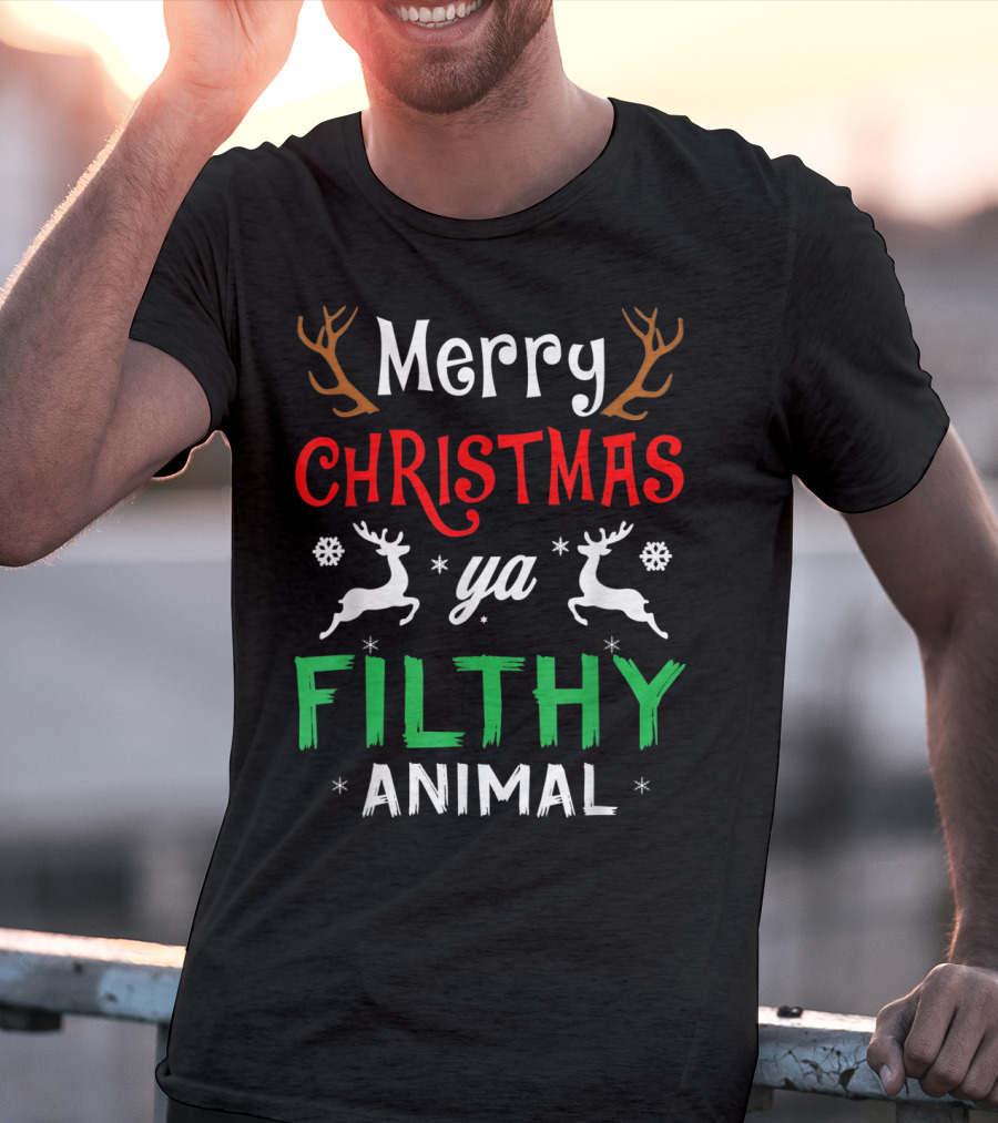 Merry Christmas Ya Filthy Animal Funny Alone At Home Movies T-Shirt