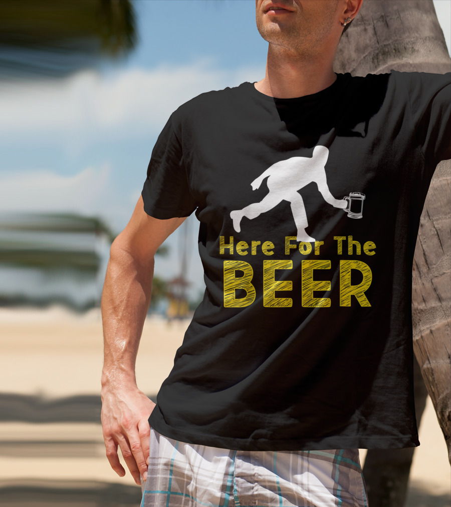 Funny Bowling Hobby Here For The Beer Drinking T-Shirt