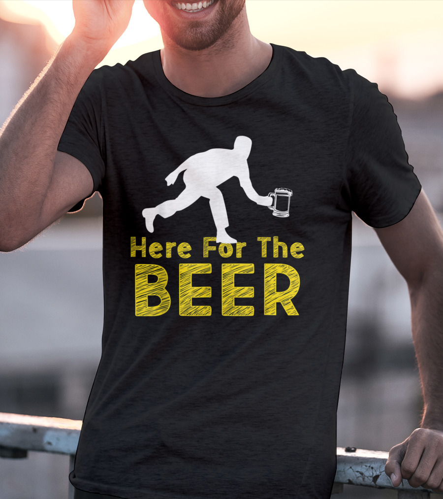 Funny Bowling Hobby Here For The Beer Drinking T-Shirt