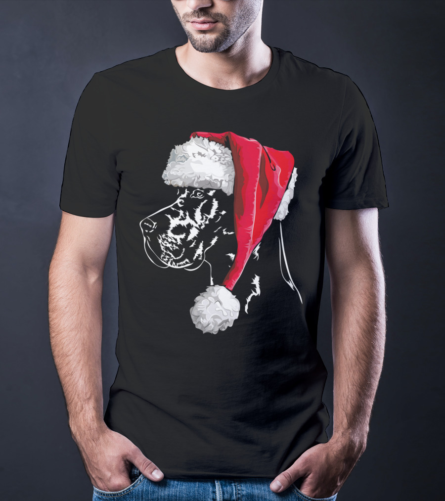 Great Dane Santa Hat Christmas Dog Humor T-Shirt