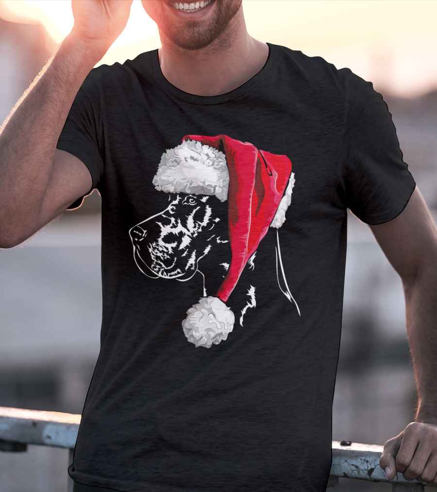 Great Dane Santa Hat Christmas Dog Humor T-Shirt
