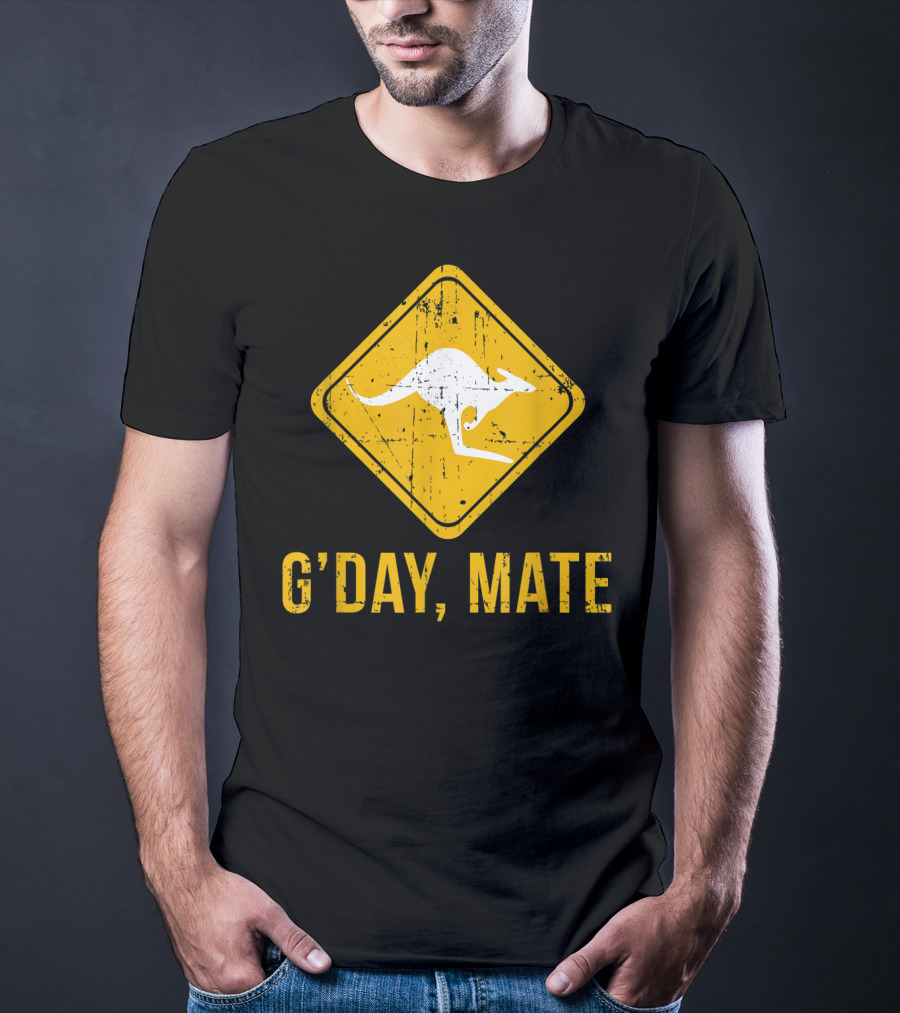 G'day Mate Kangaroo Road Sign Australia Family T-Shirt