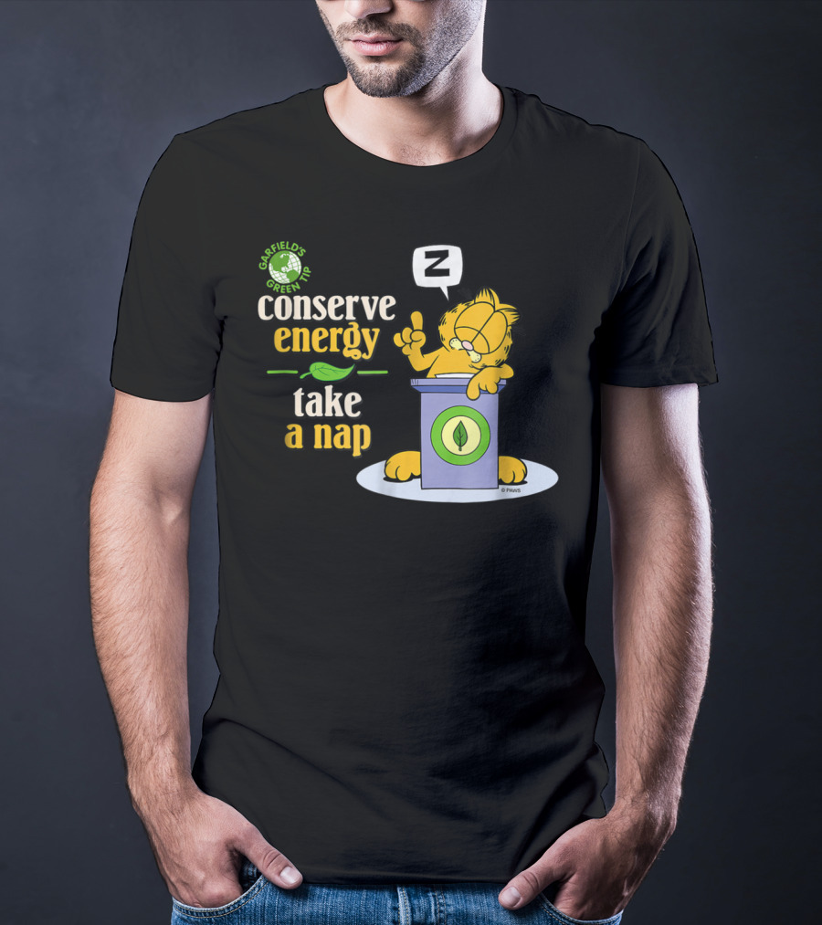 Garfield's Green Tip Conserve Energy Take A Nap T-Shirt