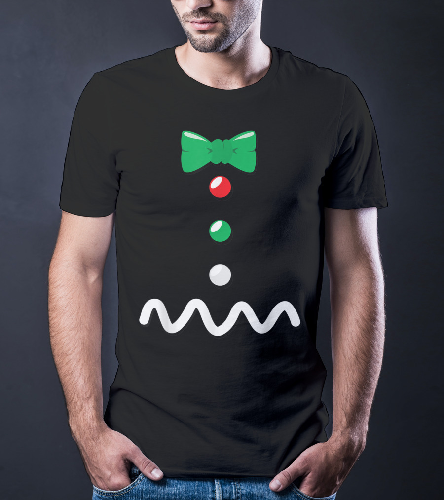 Gingerbread Man Christmas Bow Tie Décor T-Shirt