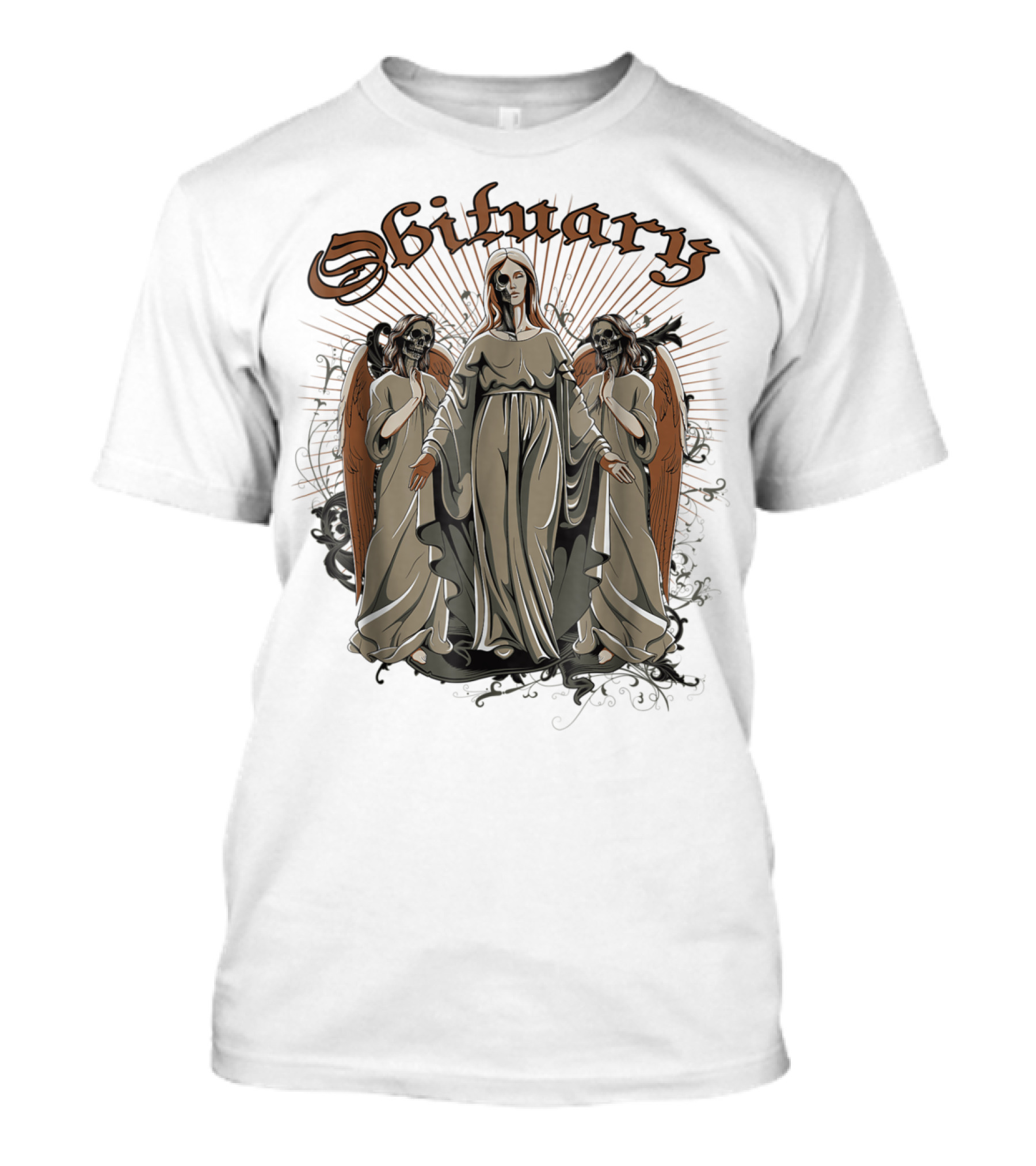 Obituary Halloween Angel Trio With Radiant Wings T-Shirt