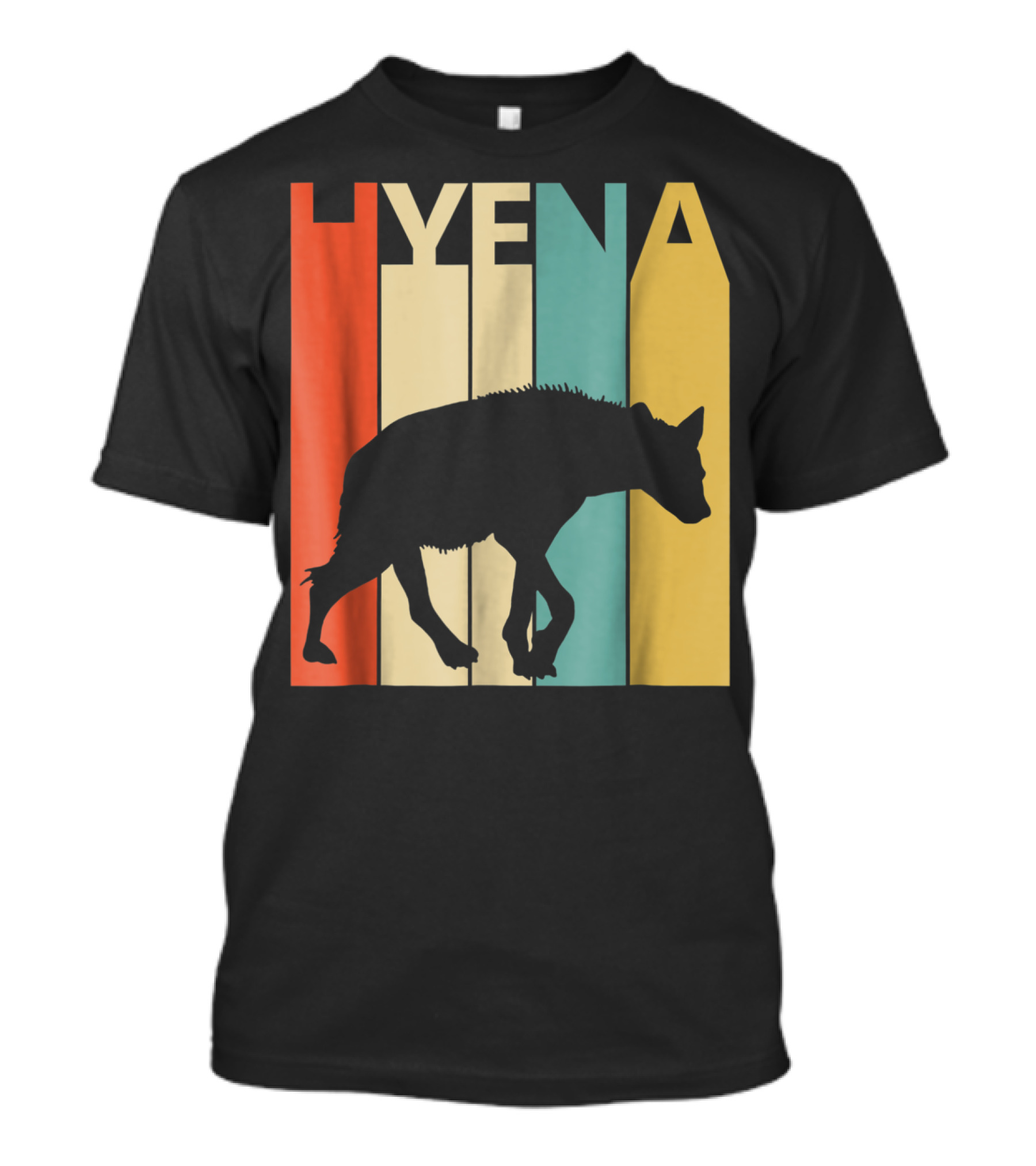 Hyena Retro Silhouette Vintage Stripes T-Shirt