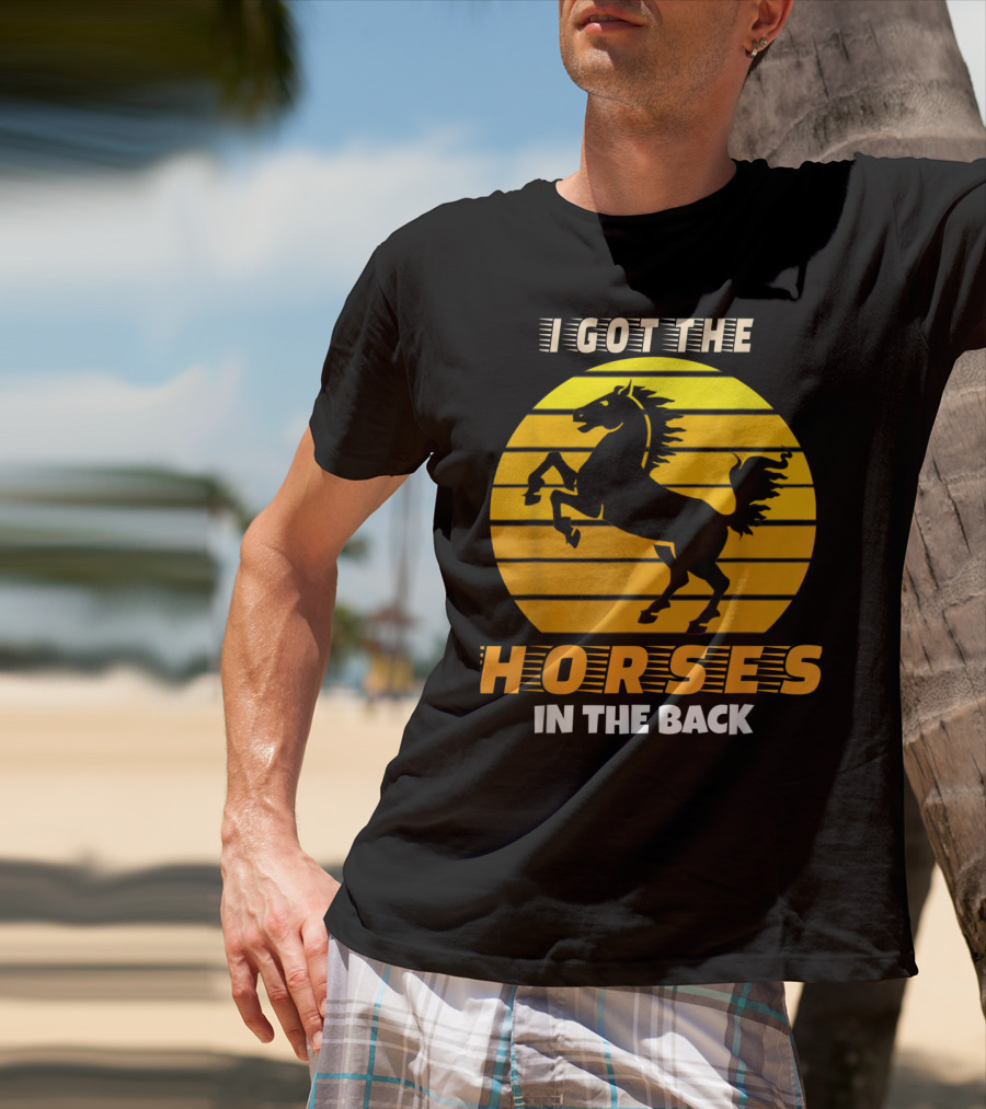 I Got The Horses In The Back Rearing Stallion Sunset T-Shirt