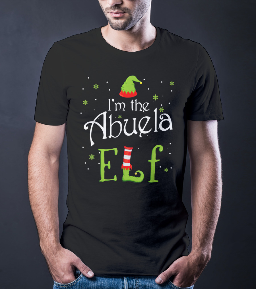 I'm The Abuela Elf Christmas Xmas Family Hat Snowflakes Stocking T-Shirt