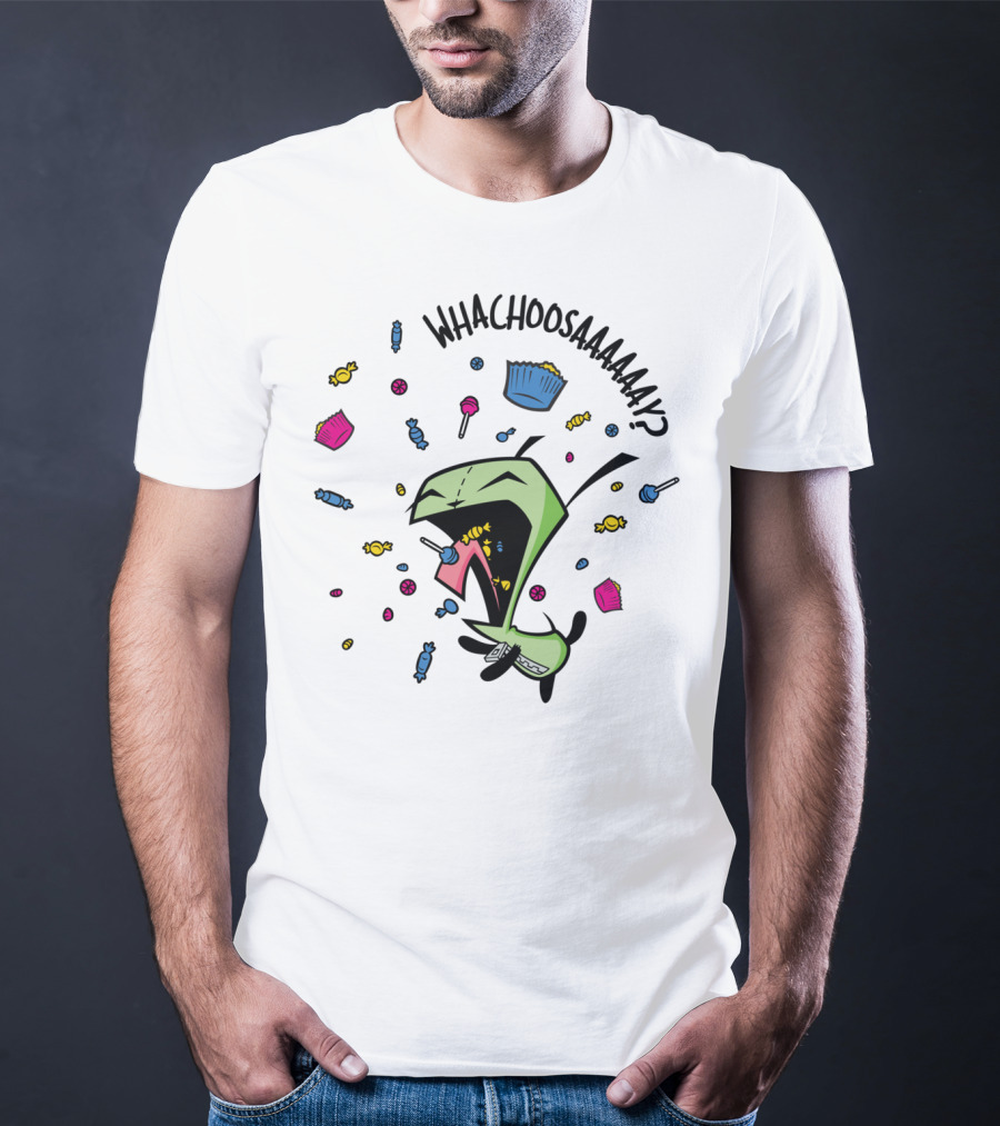 Whachoosaay Invader Zim Gir With Candy And Cupcakes T-Shirt