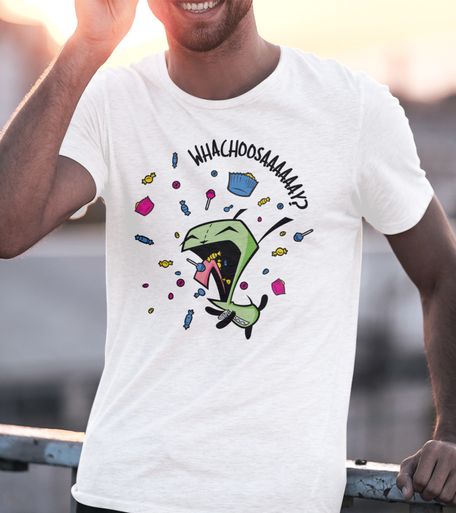 Whachoosaay Invader Zim Gir With Candy And Cupcakes T-Shirt