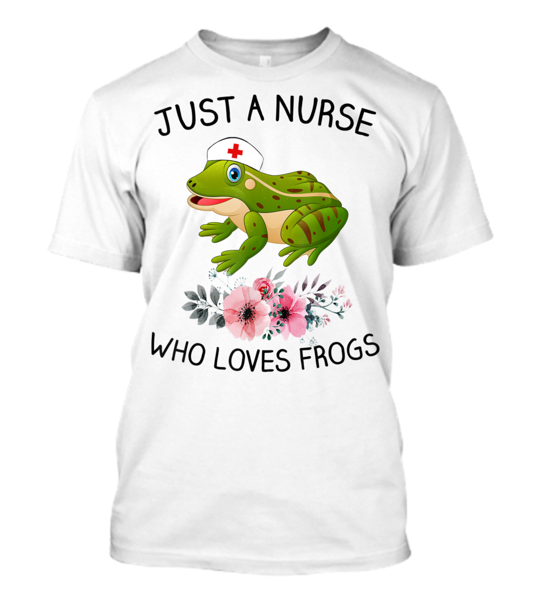 Just A Nurse Who Loves Frogs Floral Hat T-Shirt