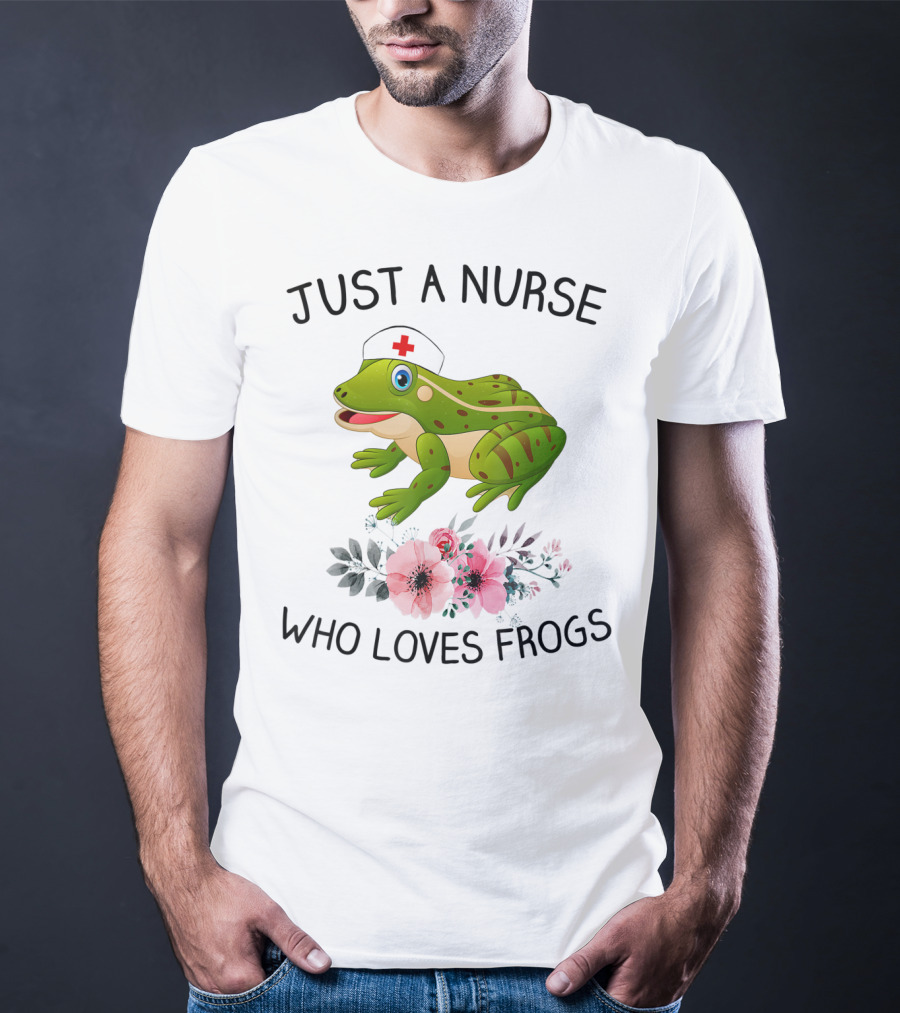 Just A Nurse Who Loves Frogs Floral Hat T-Shirt