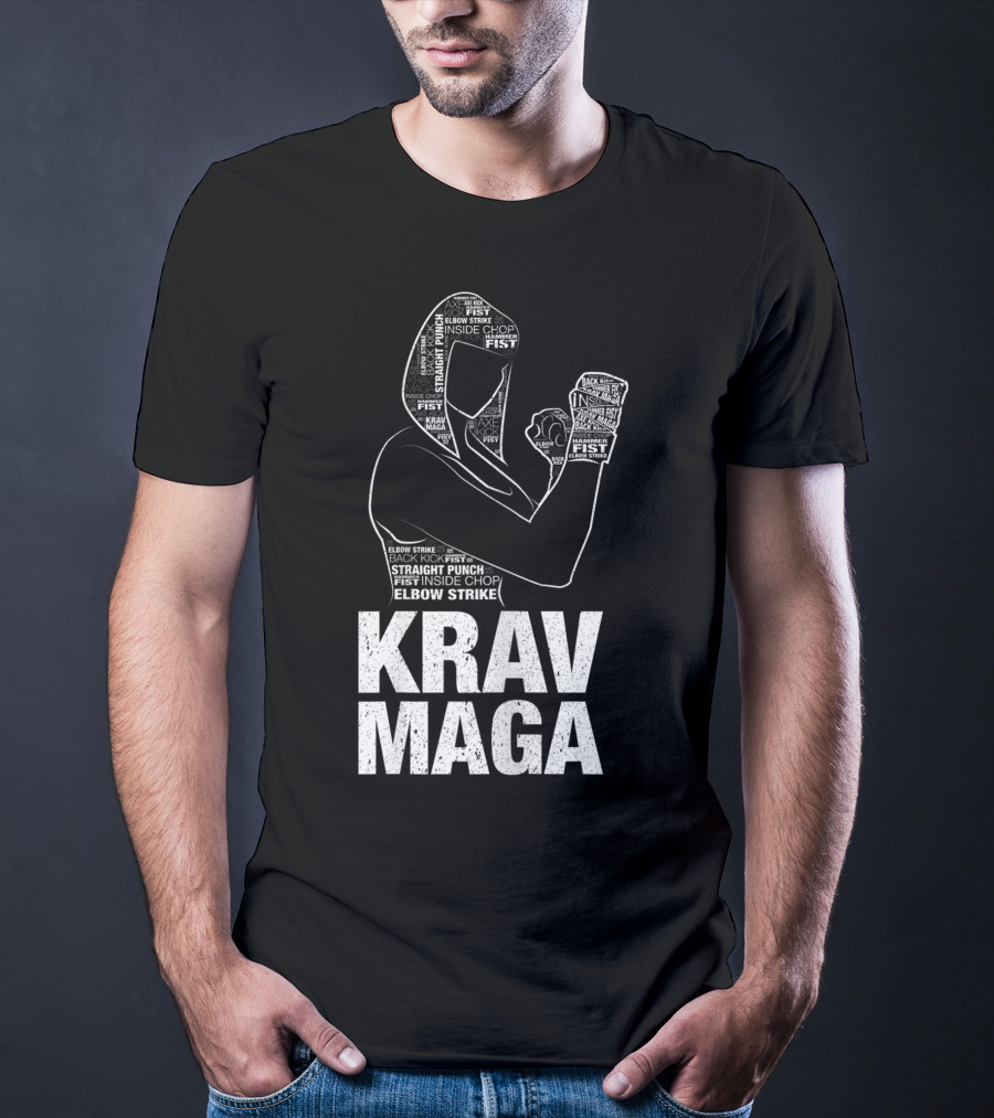 Krav Maga Woman Martial Arts Self Defence Straight Punch Elbow Strike Fist Techniques T-Shirt