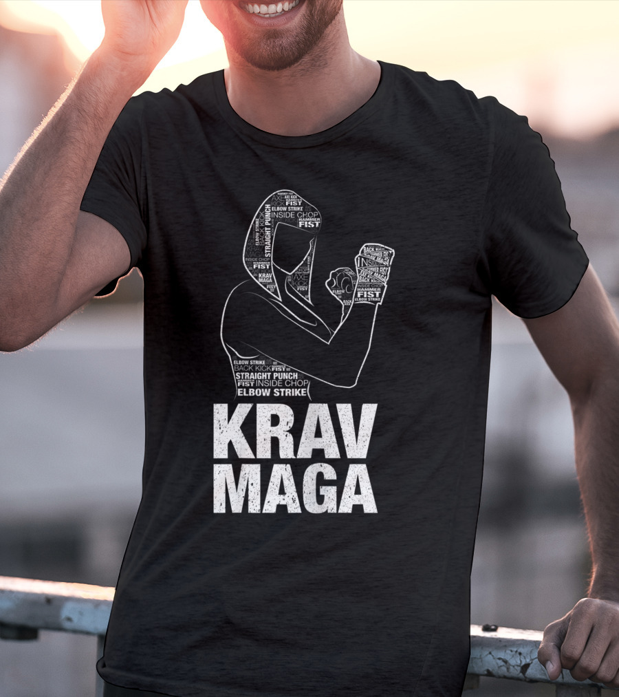 Krav Maga Woman Martial Arts Self Defence Straight Punch Elbow Strike Fist Techniques T-Shirt