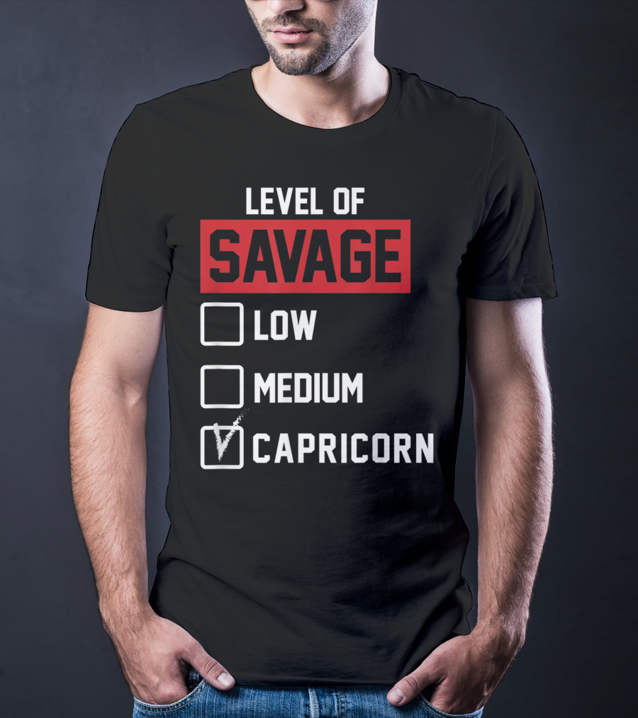 Level Of Savage Capricorn Checked Box Low Medium T-Shirt