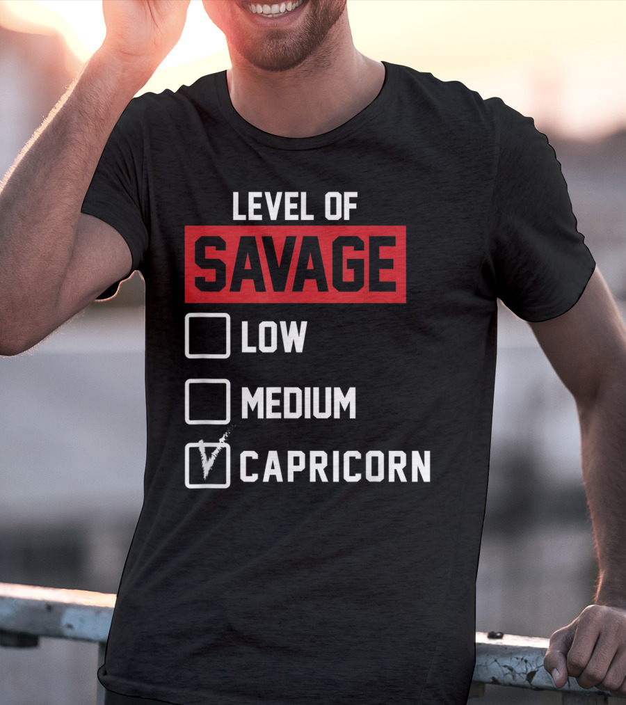 Level Of Savage Capricorn Checked Box Low Medium T-Shirt