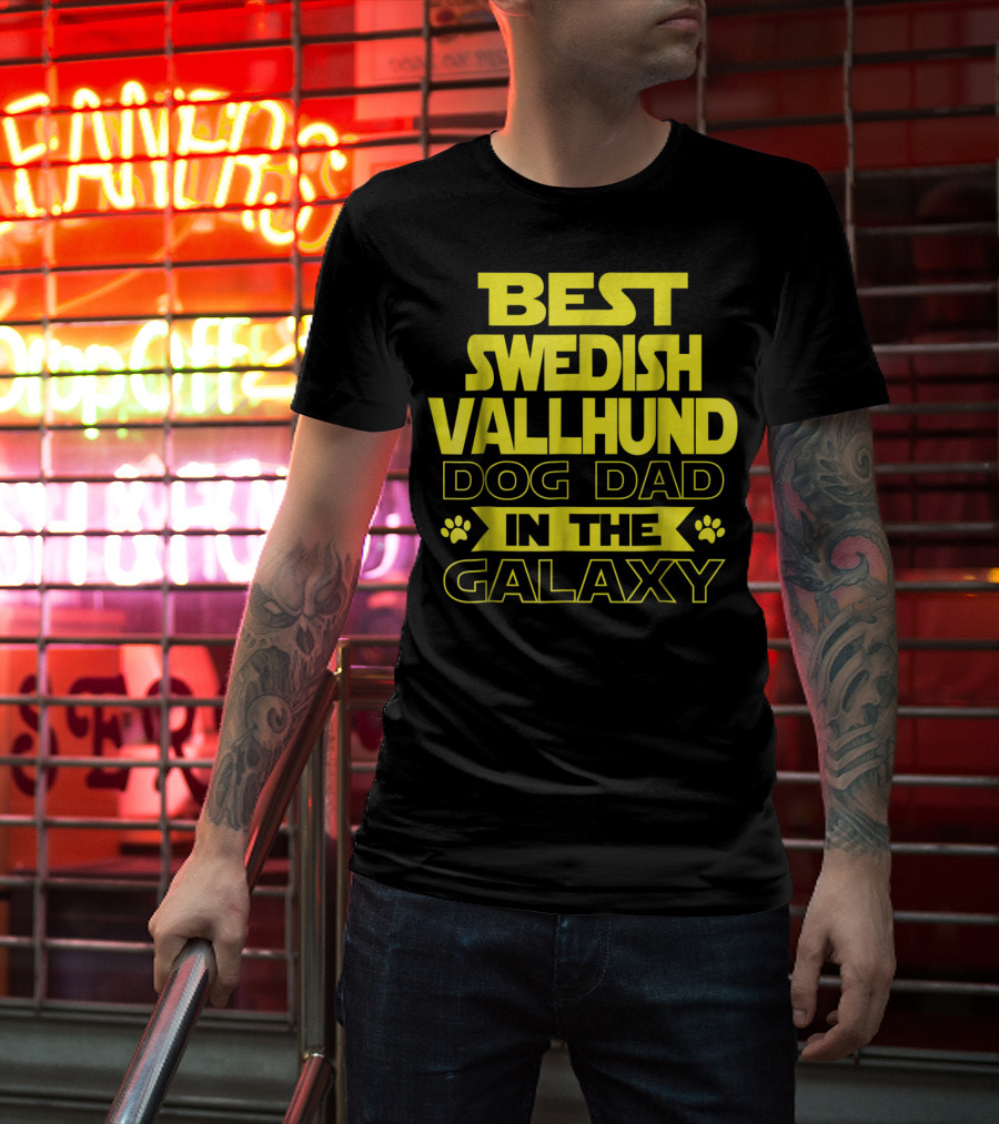 Best Swedish Vallhund Dog Dad In The Galaxy T-Shirt