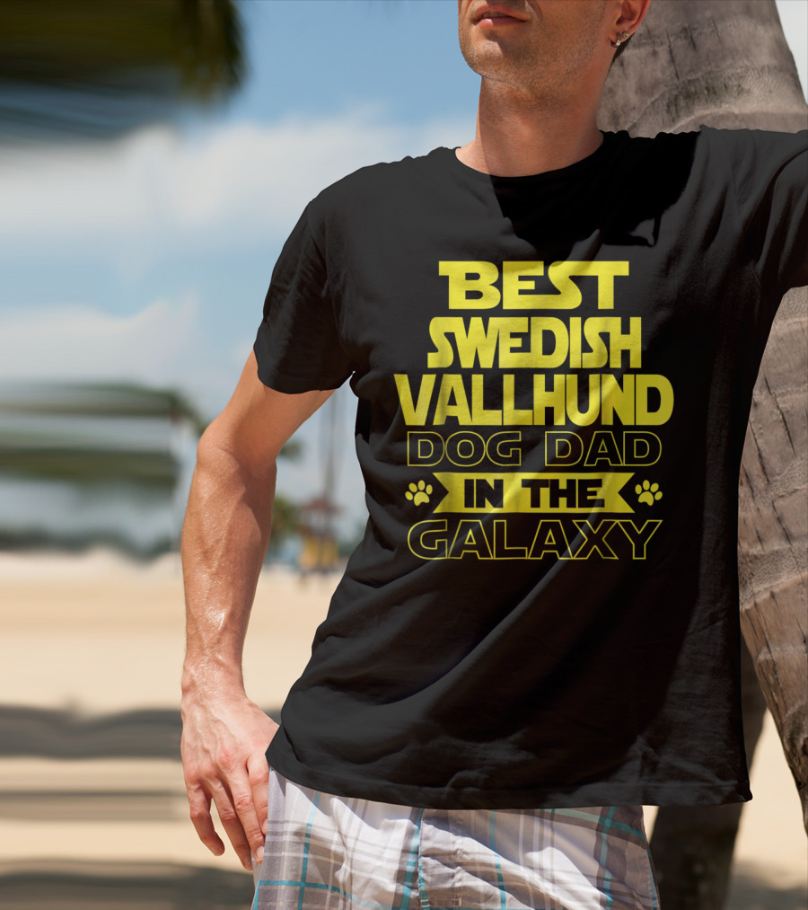Best Swedish Vallhund Dog Dad In The Galaxy T-Shirt