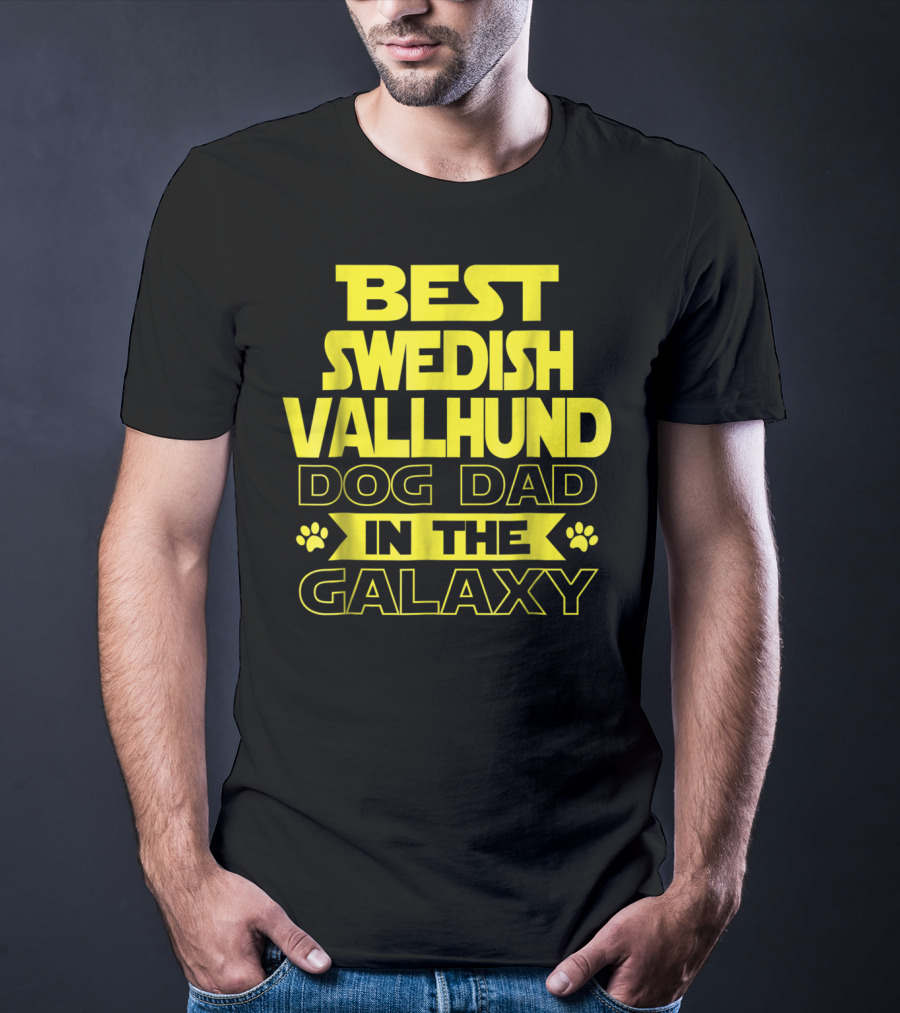 Best Swedish Vallhund Dog Dad In The Galaxy T-Shirt