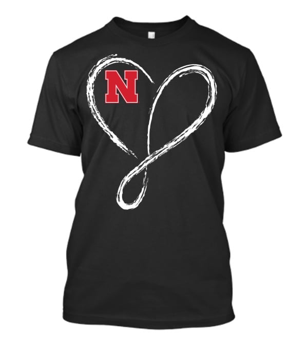 Nebraska Cornhuskers N Logo Love Heart Infinity T-Shirt