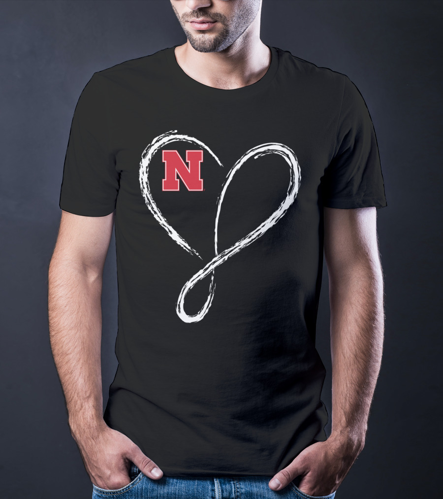 Nebraska Cornhuskers N Logo Love Heart Infinity T-Shirt