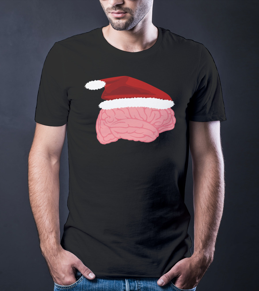 Neurologist Christmas Brain Surgeon Holiday Santa Hat Brain T-Shirt