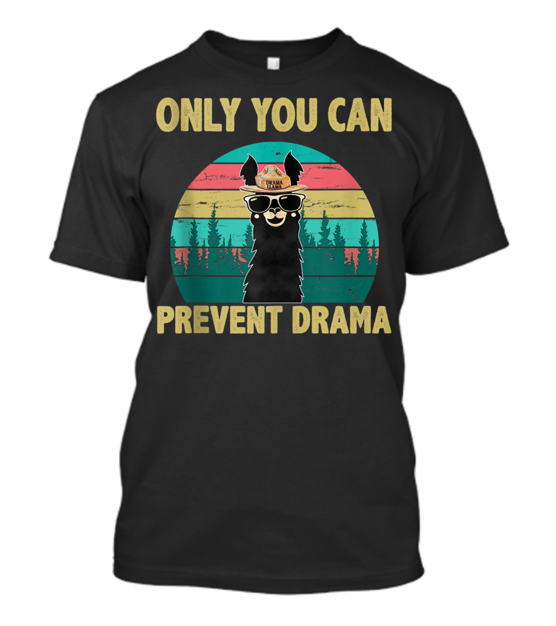 Only You Can Prevent Drama Llama Vintage Camping Vibes T-Shirt