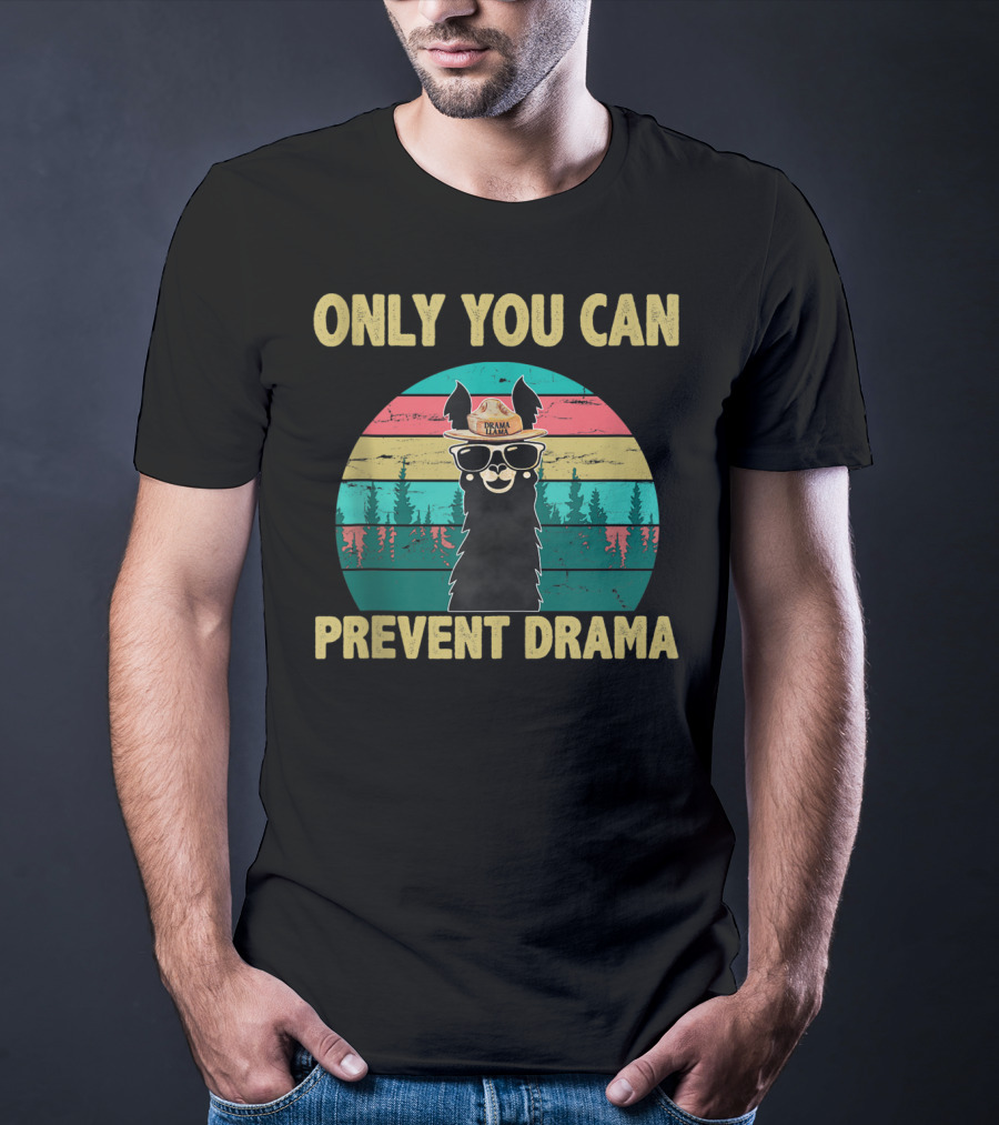 Only You Can Prevent Drama Llama Vintage Camping Vibes T-Shirt