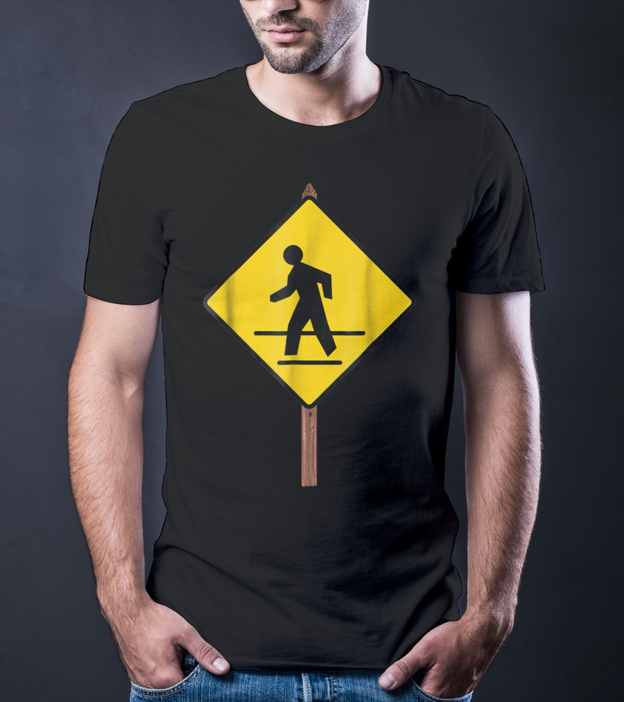 Pedestrian Crossing Road Sign Yellow Diamond Traffic T-Shirt
