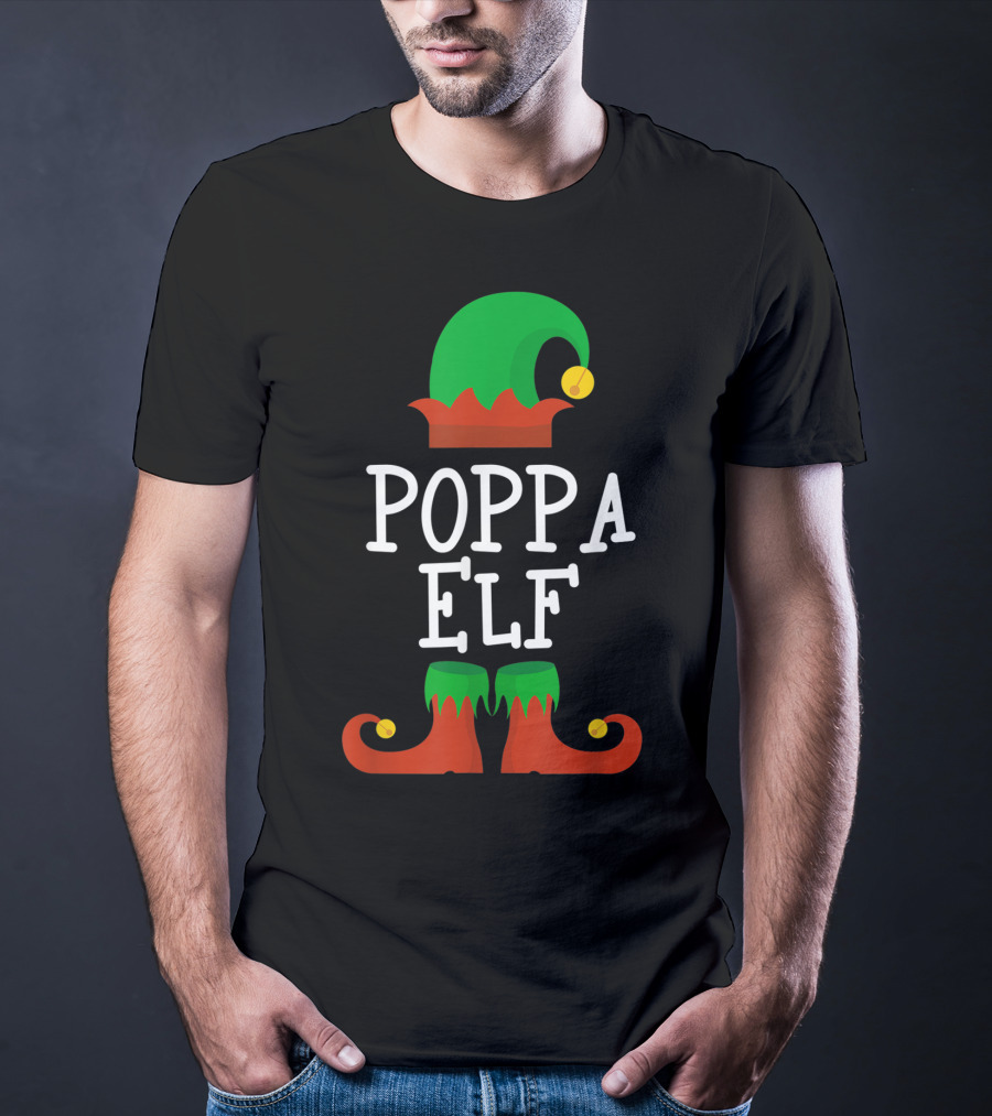 Poppa Elf Hat And Shoes Christmas T-Shirt