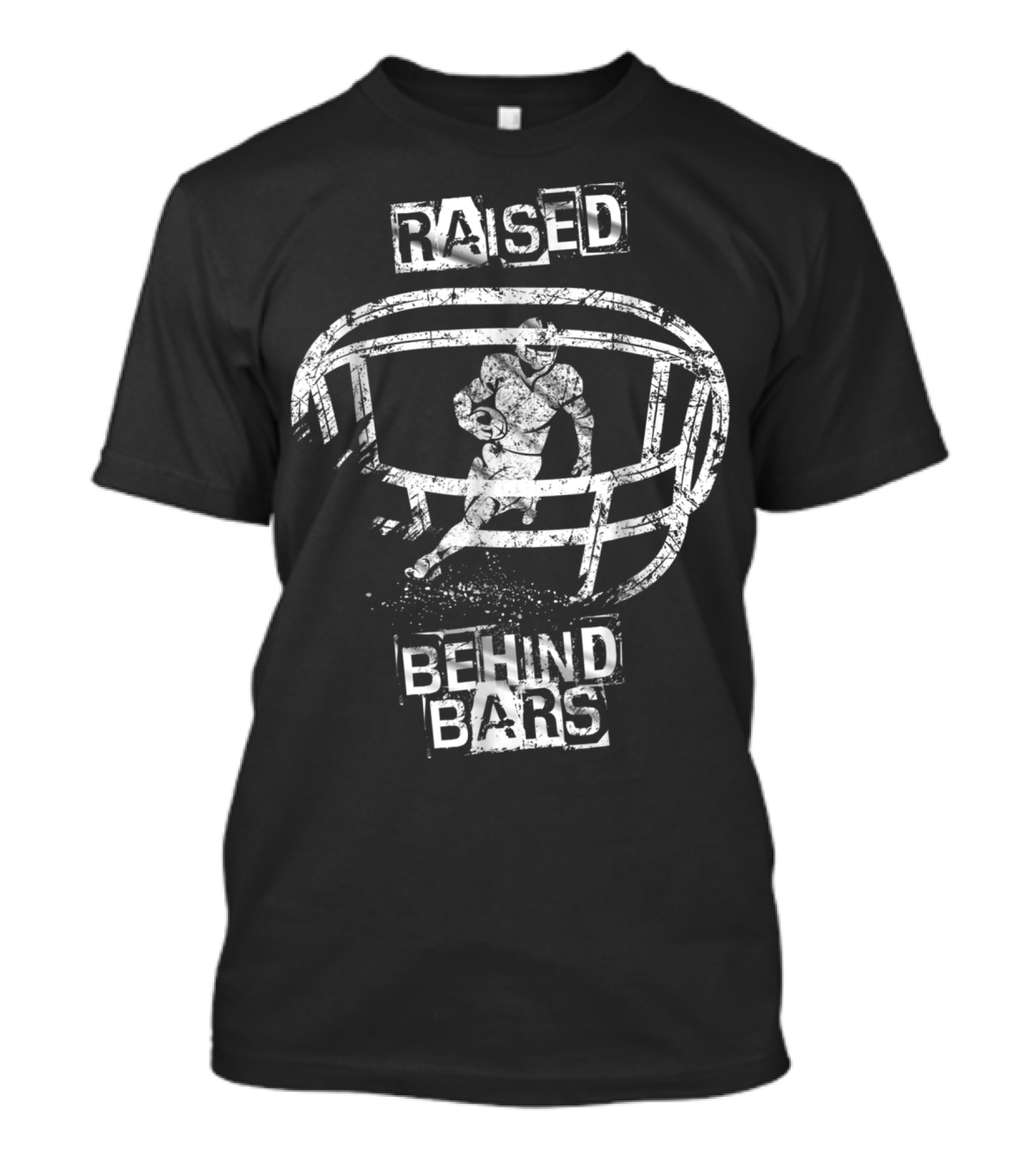 Raised Behind Bars Football Helmet And Player T-Shirt